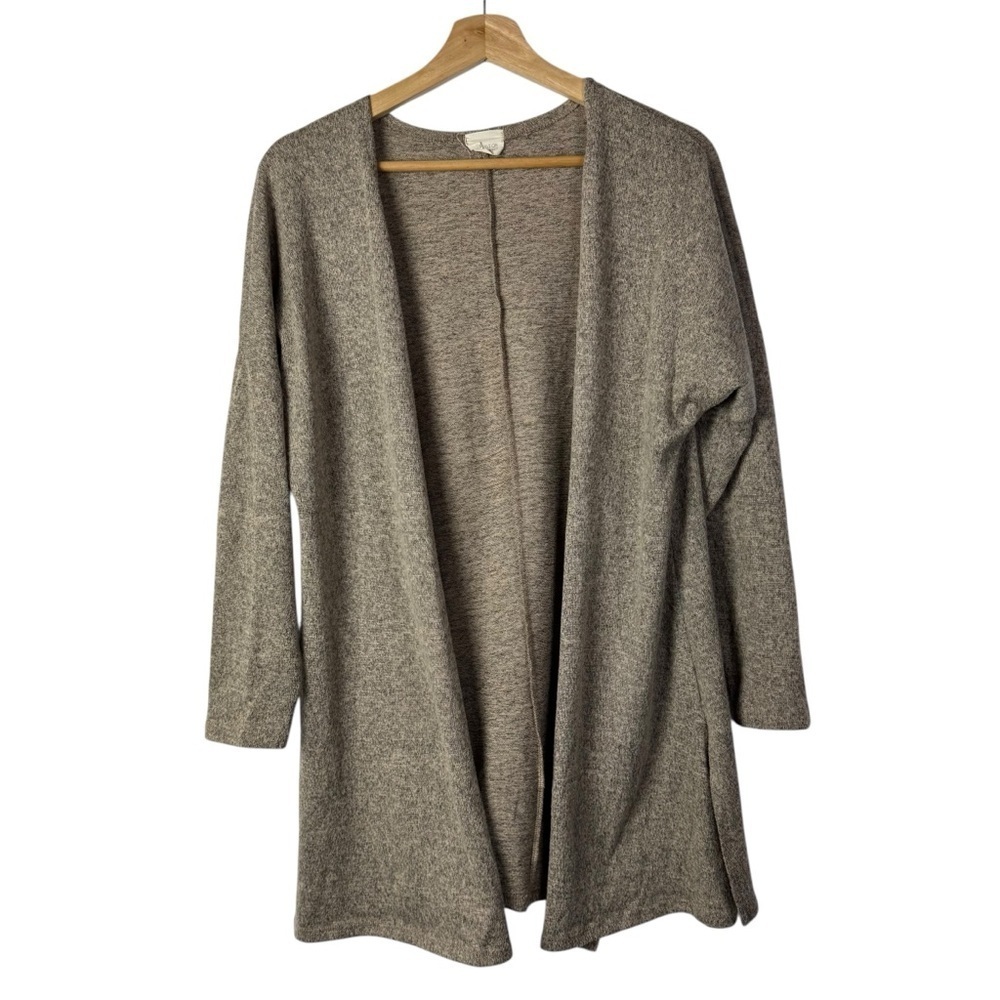 Caution To The Wind Light Brown Heather Open Front Cardigan Sweater M